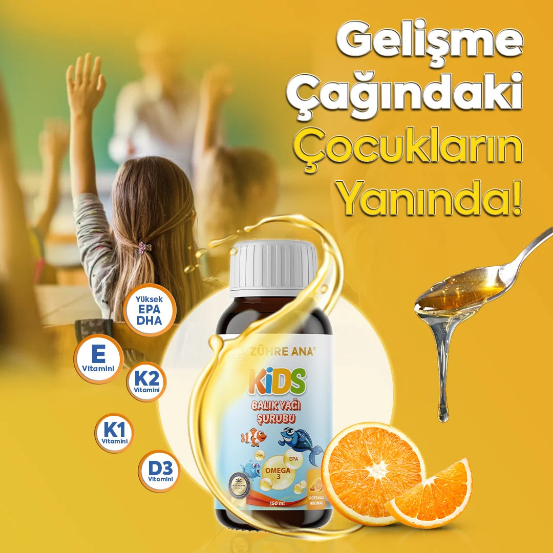 Zühre Ana Kids Omega 3 Portakallı Balık Yağı Şurubu