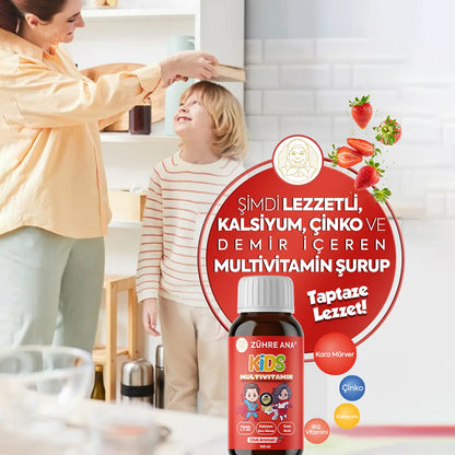 Zühre Ana Kids Multivitamin Çilekli Şurup