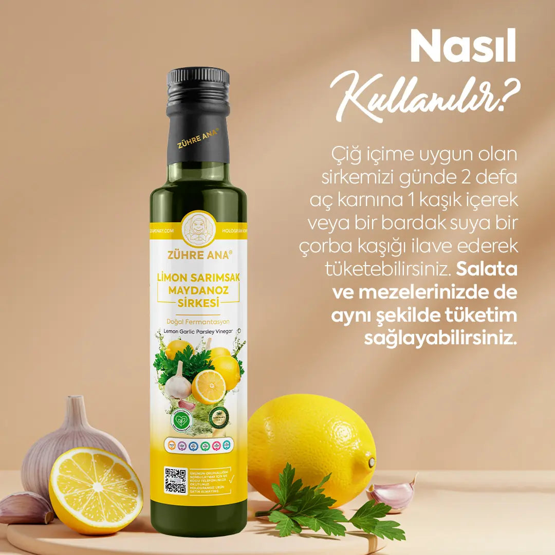 Zühre Ana Limon Sarımsak Maydanoz Sirkesi Doğal Fermantasyon