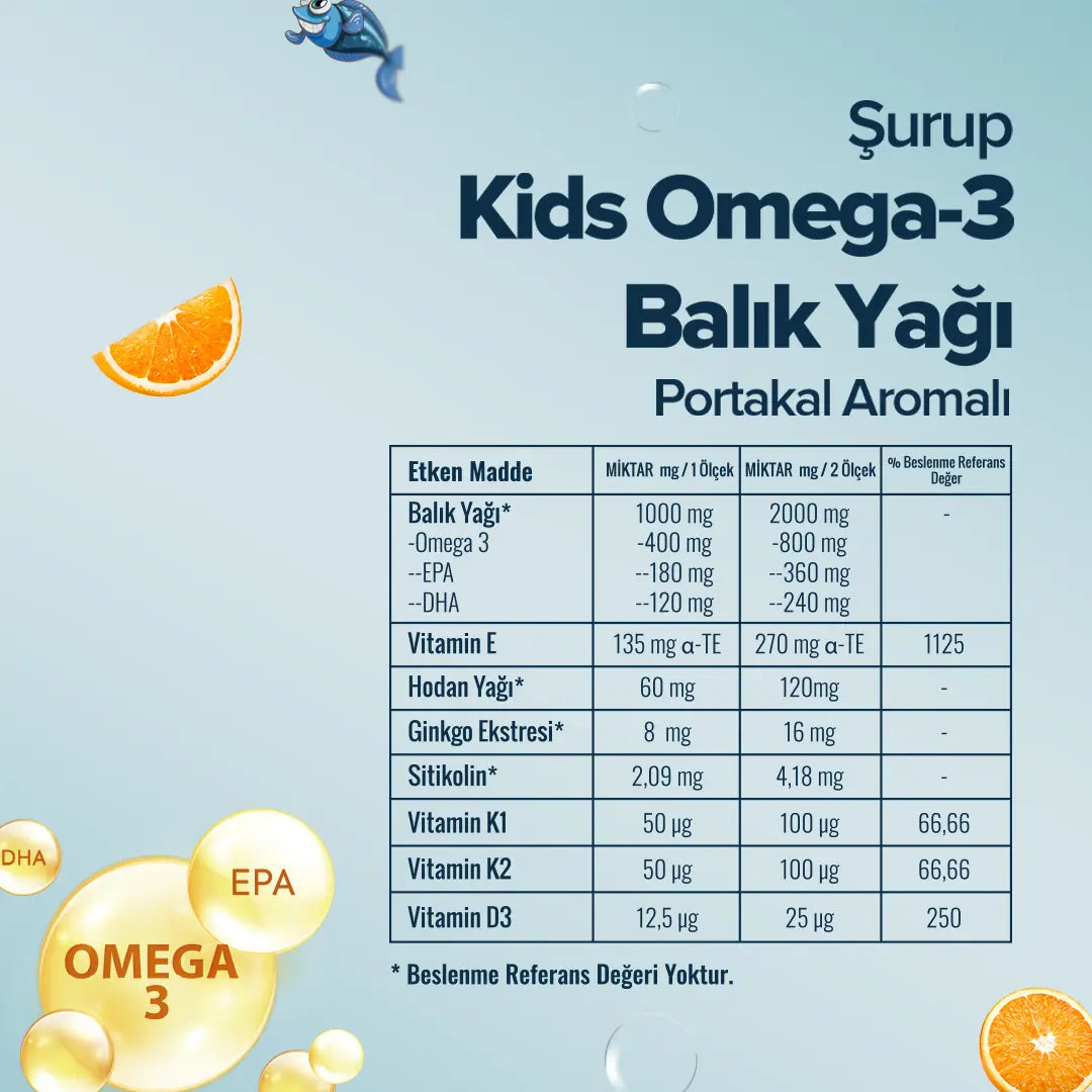 Zühre Ana Kids Omega 3 Portakallı Balık Yağı Şurubu