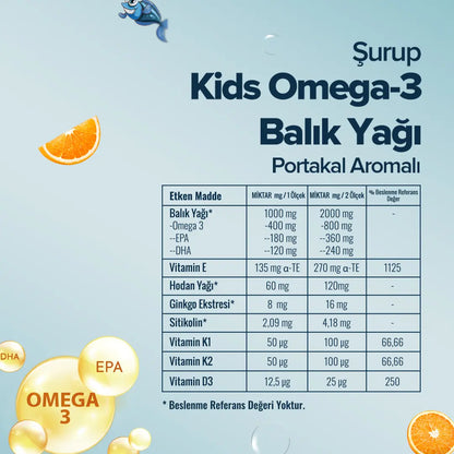 Zühre Ana Kids Omega 3 Portakallı Balık Yağı Şurubu