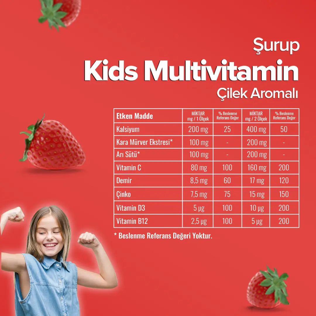 Zühre Ana Kids Multivitamin Çilekli Şurup