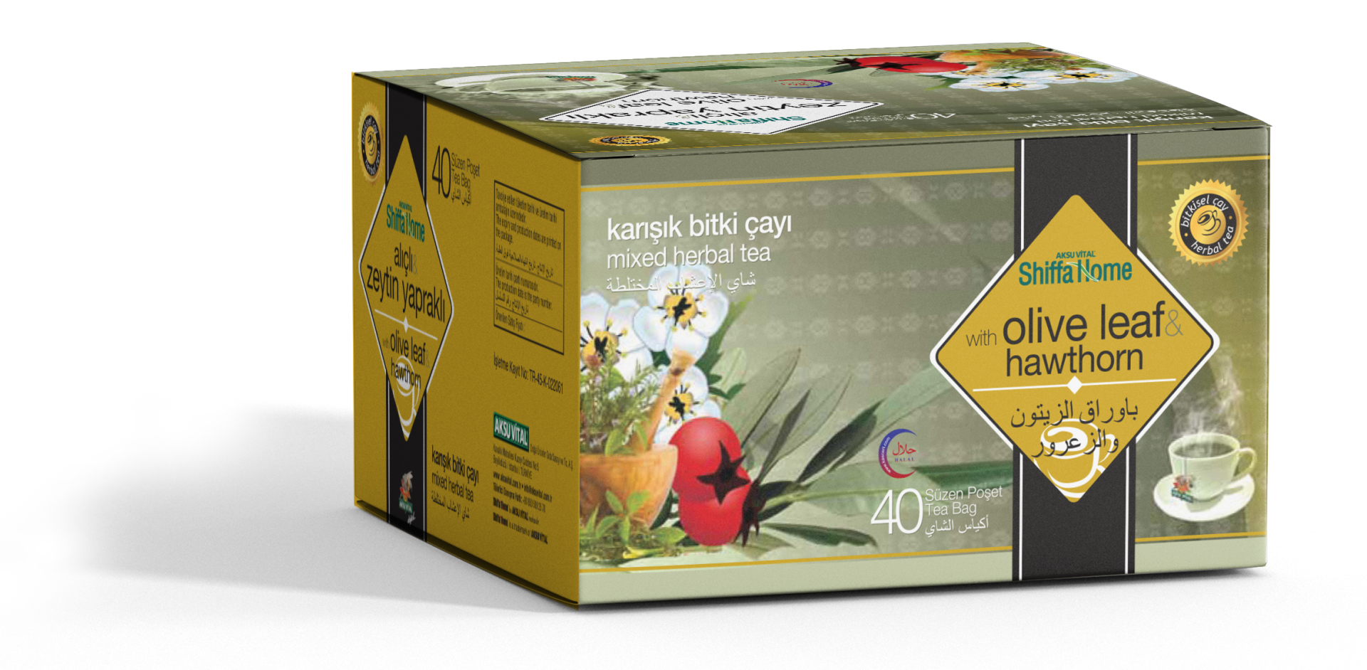 Aksu Vital Alıçlı & Zeytin Yapraklı Karışık Bitki Çayı 40 Adet